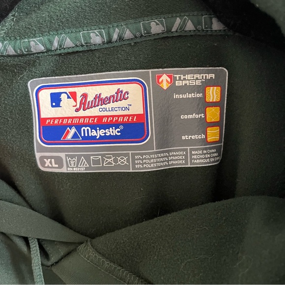 Vintage Majestic Oakland Athletics Dark Green Hoodie XL - Picture 6 of 6